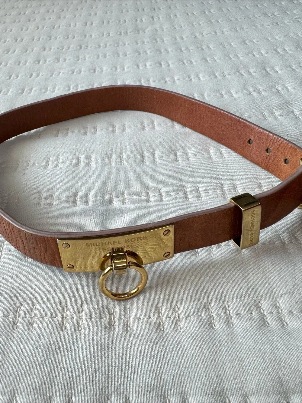 Michael Kors Gold Hardware Double Twist Leather Wrap Bracelet
